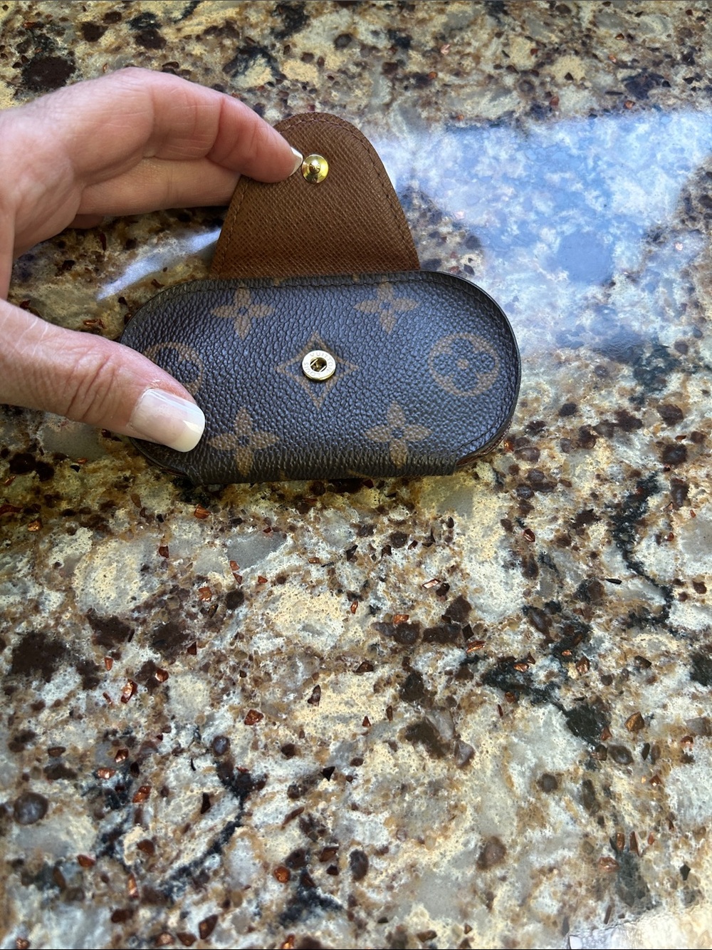 Louis Vuitton Monogram Snap Key Pouch in Brown and Gold - Picture 6 of 15